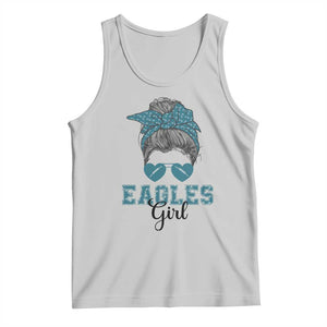 Eagles Girl Messy Bun Tank Top Funny Sports Fan Team TS02 Ash Print Your Wear