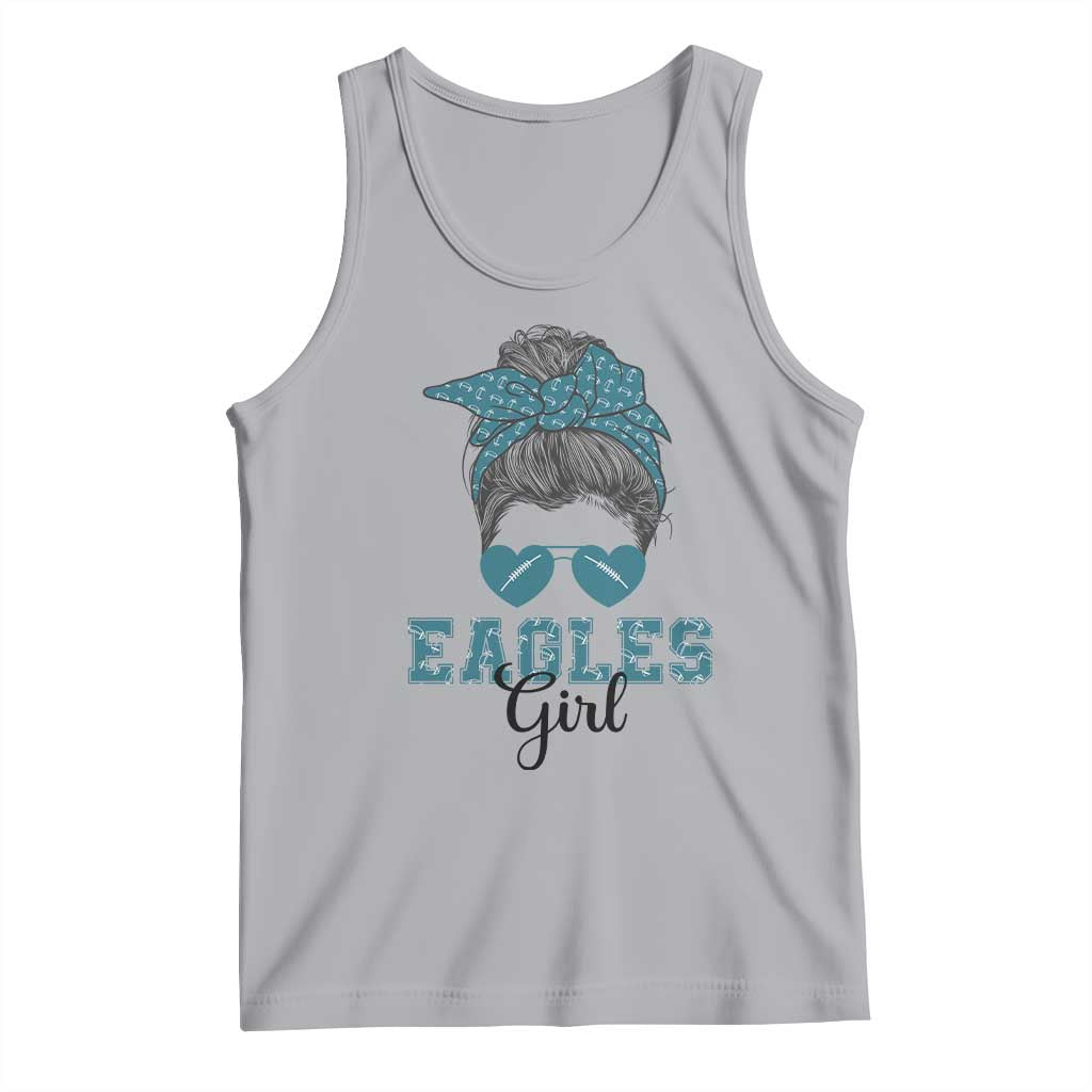 Eagles Girl Messy Bun Tank Top Funny Sports Fan Team TS02 Athletic Heather Print Your Wear