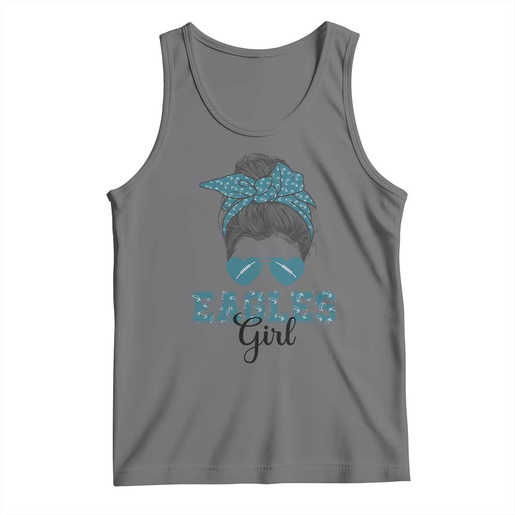 Eagles Girl Messy Bun Tank Top Funny Sports Fan Team TS02 Black Heather Print Your Wear