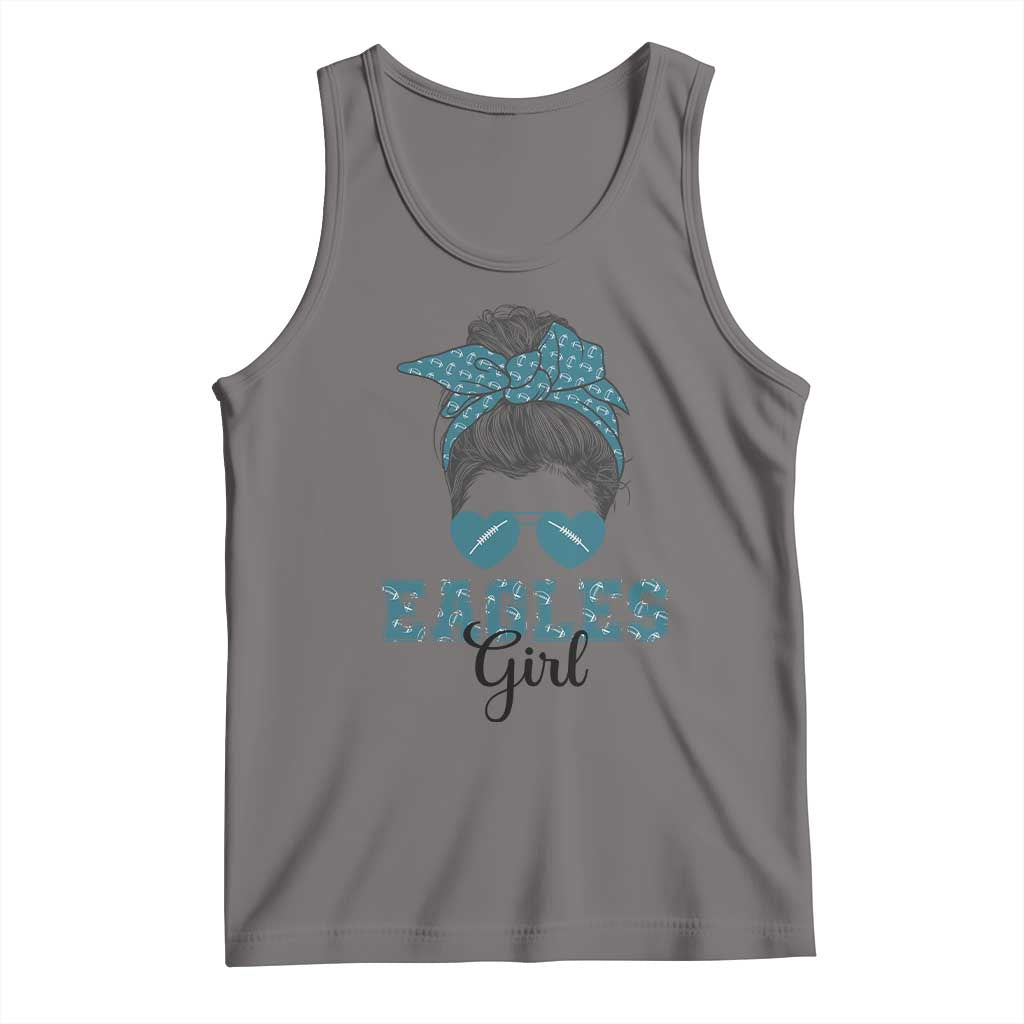 Eagles Girl Messy Bun Tank Top Funny Sports Fan Team TS02 Deep Heather Print Your Wear