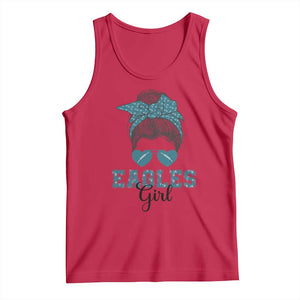 Eagles Girl Messy Bun Tank Top Funny Sports Fan Team TS02 Red Print Your Wear