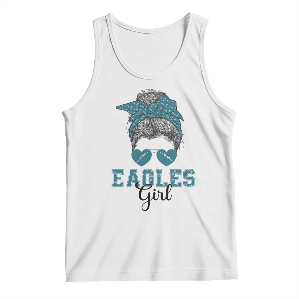 Eagles Girl Tank Top Messy Bun Funny Sports Fan Team TS02 White Print Your Wear