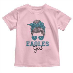 Eagles Girl Messy Bun Toddler T Shirt Funny Sports Fan Team TS02 Light Pink Print Your Wear