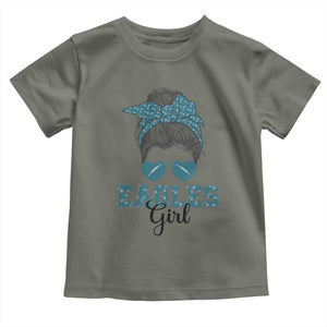 Eagles Girl Toddler T Shirt Messy Bun Funny Sports Fan Team TS02 Military Green Print Your Wear