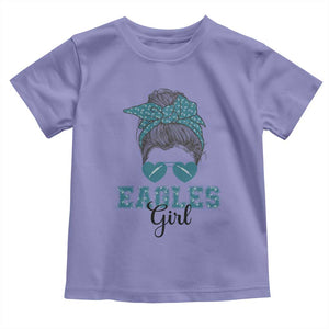 Eagles Girl Messy Bun Toddler T Shirt Funny Sports Fan Team TS02 Violet Print Your Wear