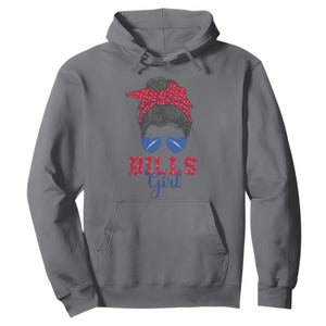 Bills Girl Hoodie Messy Bun Funny Sports Fan Team TS02 Charcoal Print Your Wear