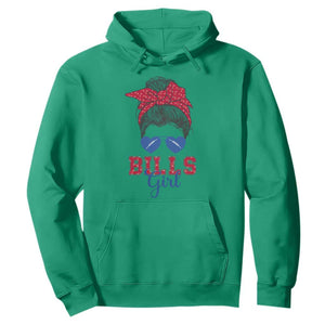 Bills Girl Hoodie Messy Bun Funny Sports Fan Team TS02 Irish Green Print Your Wear