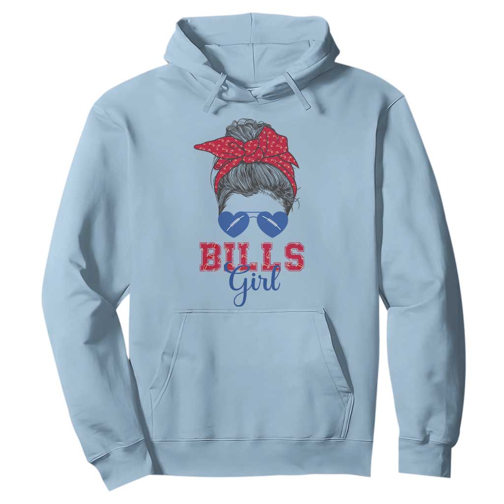 Bills Girl Messy Bun Hoodie Funny Sports Fan Team TS02 Light Blue Print Your Wear