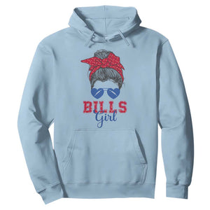 Bills Girl Hoodie Messy Bun Funny Sports Fan Team TS02 Light Blue Print Your Wear