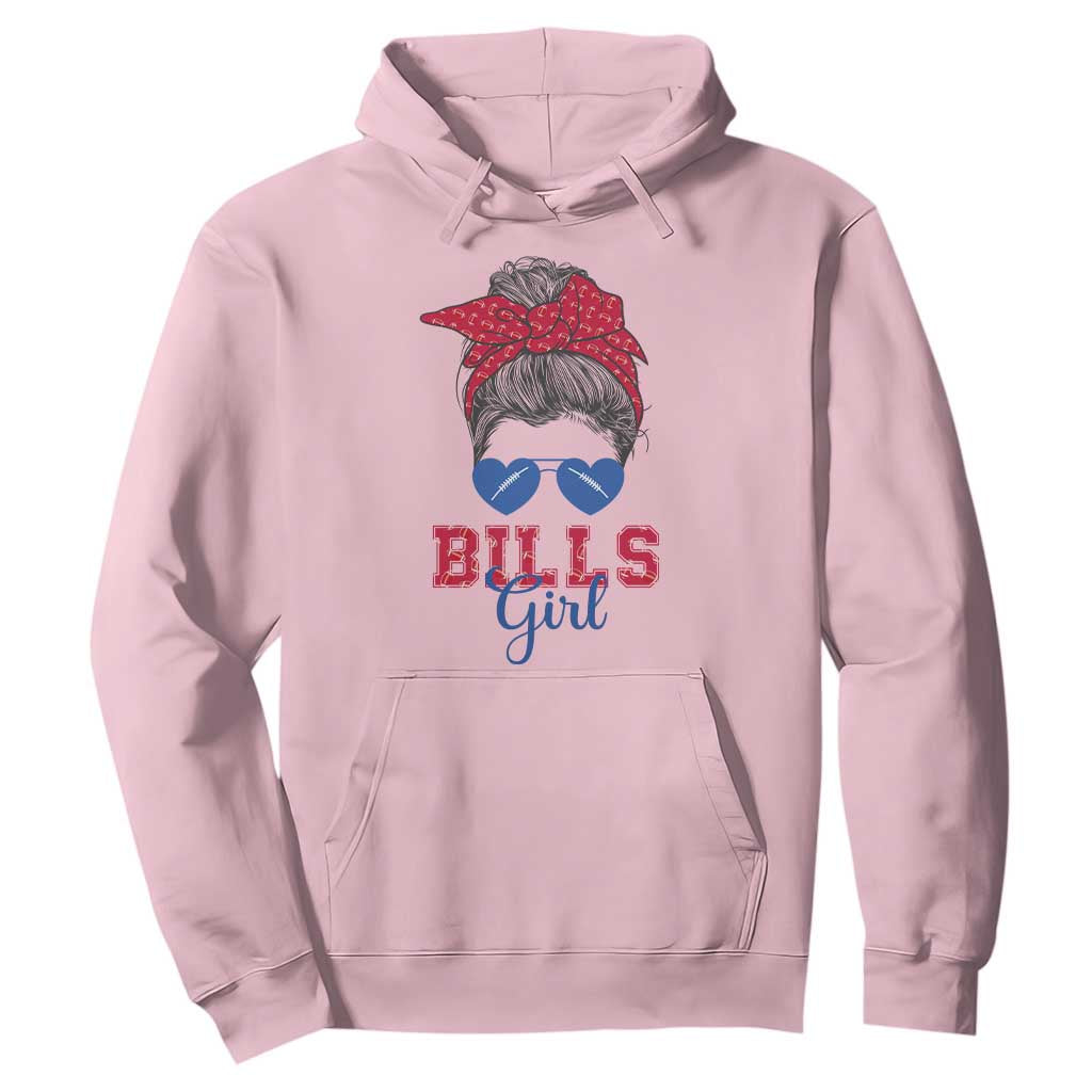 Bills Girl Messy Bun Hoodie Funny Sports Fan Team TS02 Light Pink Print Your Wear