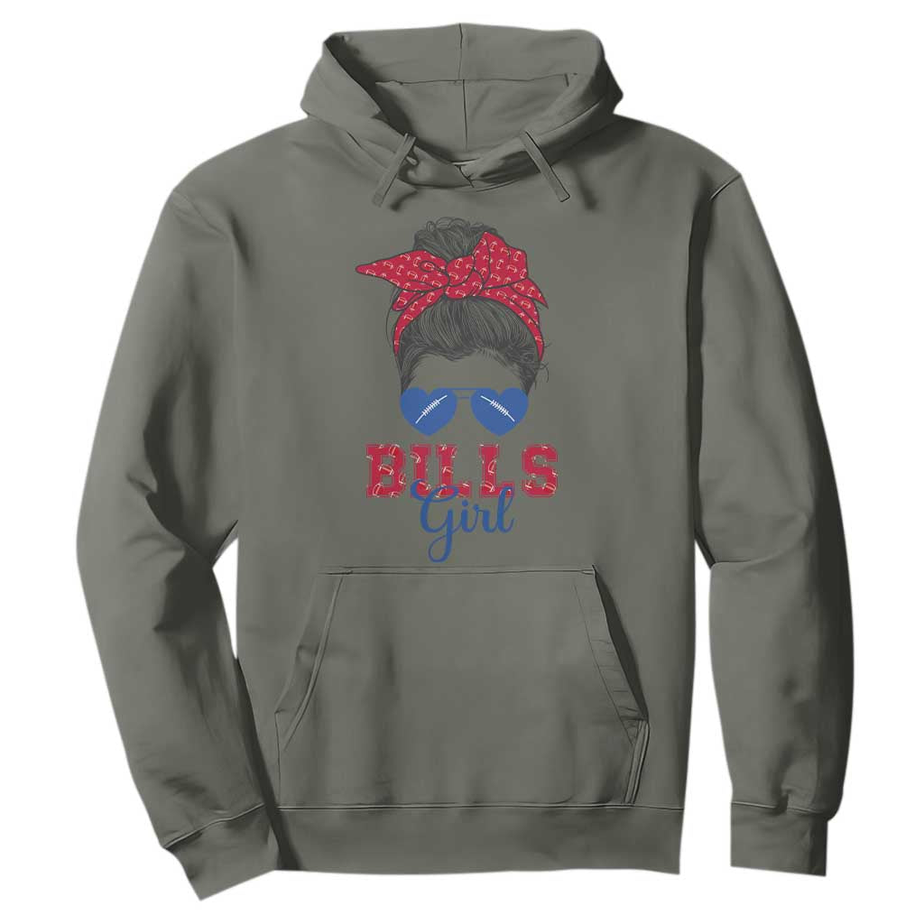 Bills Girl Messy Bun Hoodie Funny Sports Fan Team TS02 Military Green Print Your Wear