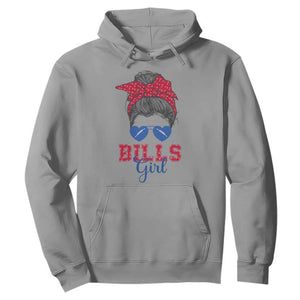 Bills Girl Hoodie Messy Bun Funny Sports Fan Team TS02 Sport Gray Print Your Wear