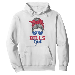 Bills Girl Messy Bun Hoodie Funny Sports Fan Team TS02 White Print Your Wear