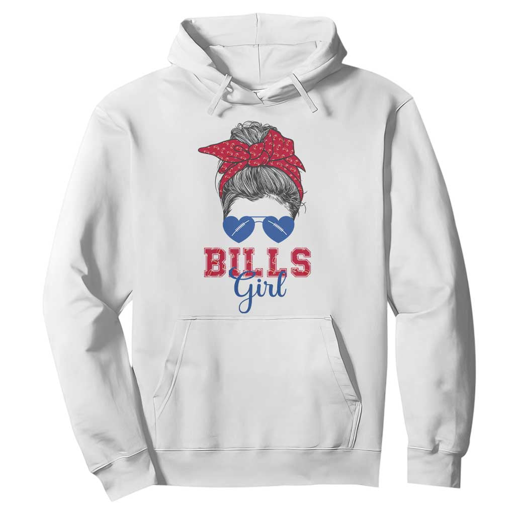 Bills Girl Hoodie Messy Bun Funny Sports Fan Team TS02 White Print Your Wear