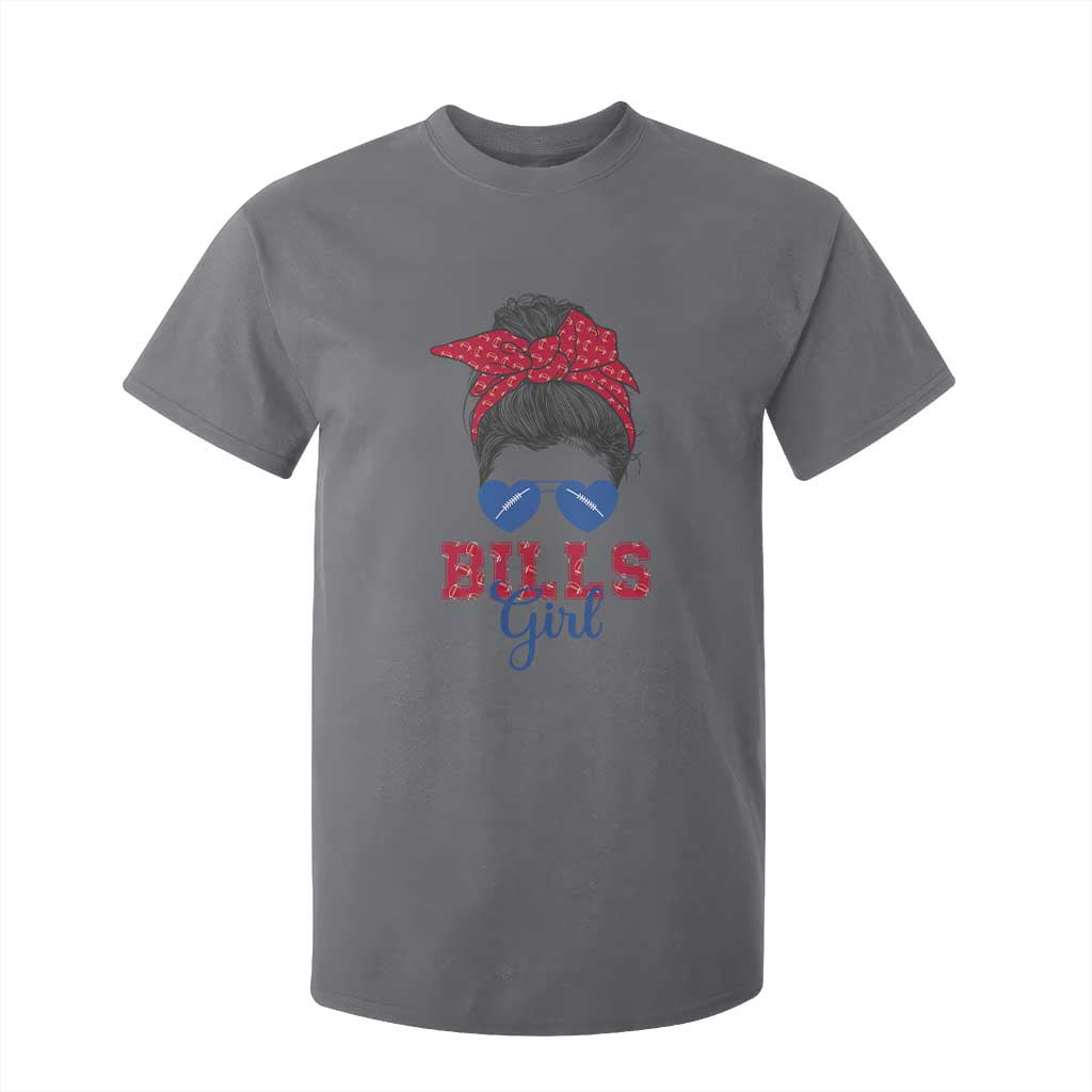 Bills Girl Messy Bun T Shirt For Kid Funny Sports Fan Team TS02 Charcoal Print Your Wear