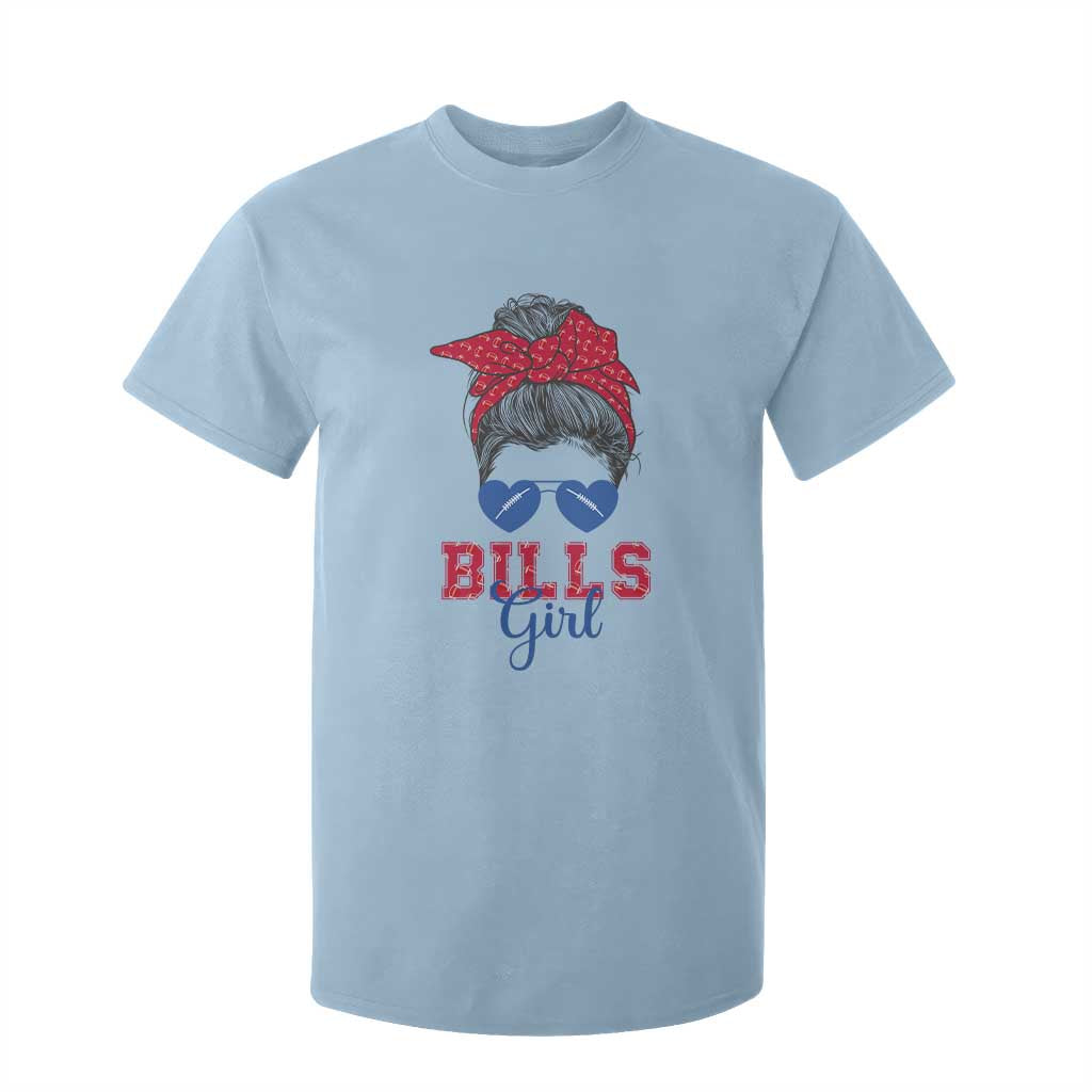 Bills Girl Messy Bun T Shirt For Kid Funny Sports Fan Team TS02 Light Blue Print Your Wear