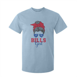 Bills Girl Messy Bun T Shirt For Kid Funny Sports Fan Team TS02 Light Blue Print Your Wear