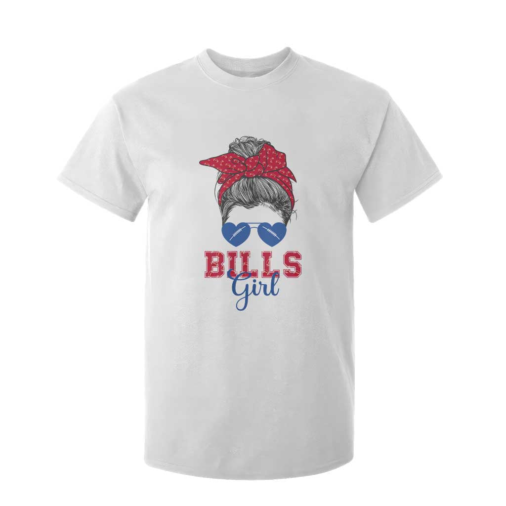 Bills Girl Messy Bun T Shirt For Kid Funny Sports Fan Team TS02 White Print Your Wear