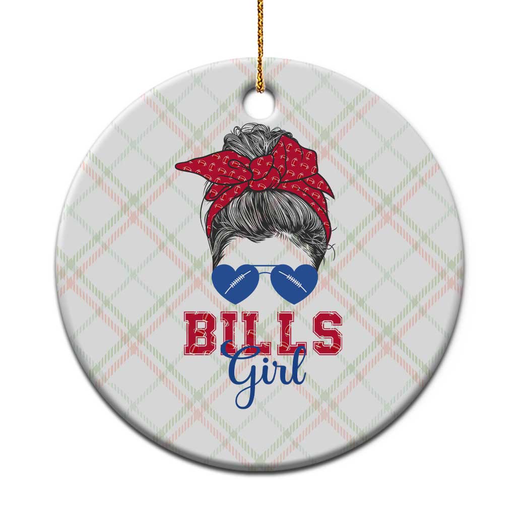 Bills Girl Messy Bun Ceramic Ornament Funny Sports Fan Team TS02 1pc Christmas Plaid Print Your Wear