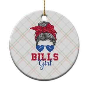 Bills Girl Messy Bun Ceramic Ornament Funny Sports Fan Team TS02 1pc Christmas Plaid Print Your Wear