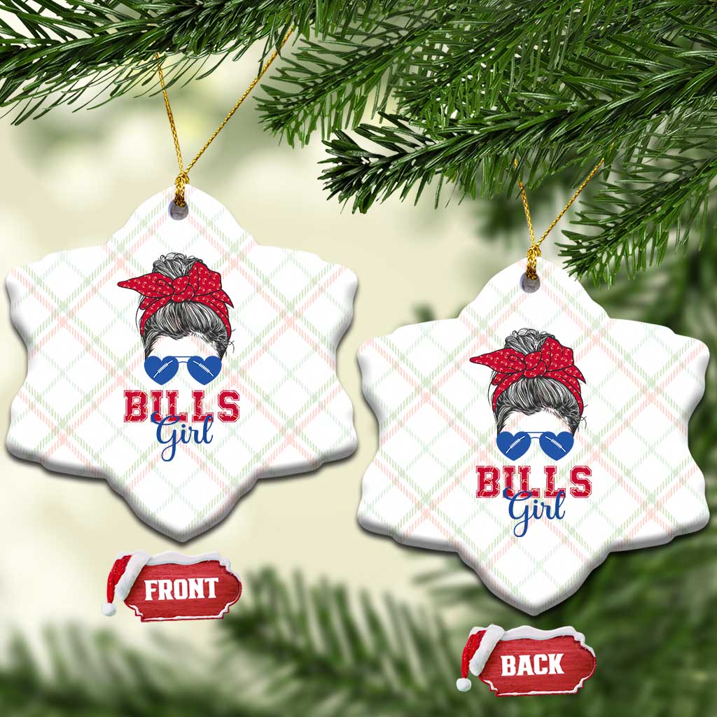 Bills Girl Messy Bun Ceramic Ornament Funny Sports Fan Team TS02 Print Your Wear