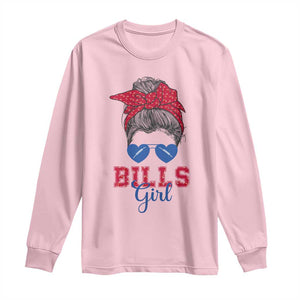 Bills Girl Messy Bun Long Sleeve Shirt Funny Sports Fan Team TS02 Light Pink Print Your Wear