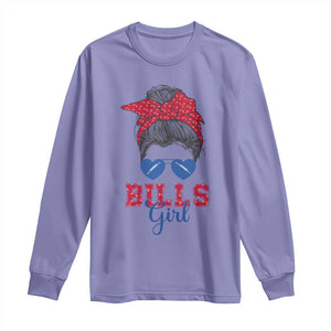 Bills Girl Messy Bun Long Sleeve Shirt Funny Sports Fan Team TS02 Violet Print Your Wear