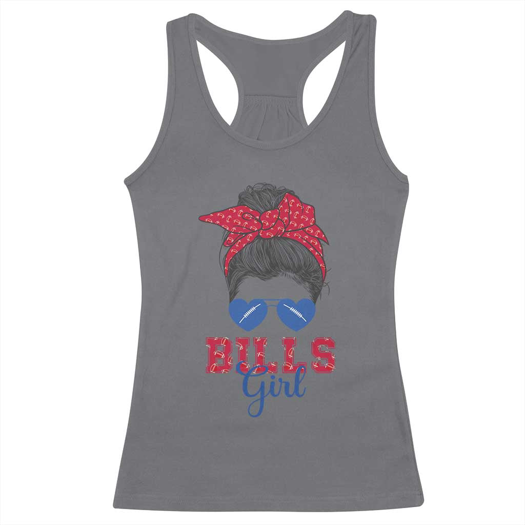 Bills Girl Messy Bun Racerback Tank Top Funny Sports Fan Team TS02 Charcoal Print Your Wear