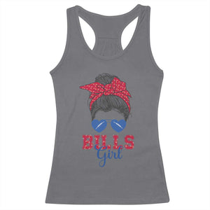 Bills Girl Messy Bun Racerback Tank Top Funny Sports Fan Team TS02 Charcoal Print Your Wear