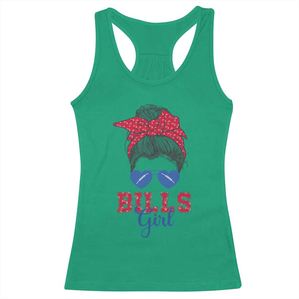 Bills Girl Messy Bun Racerback Tank Top Funny Sports Fan Team TS02 Irish Green Print Your Wear