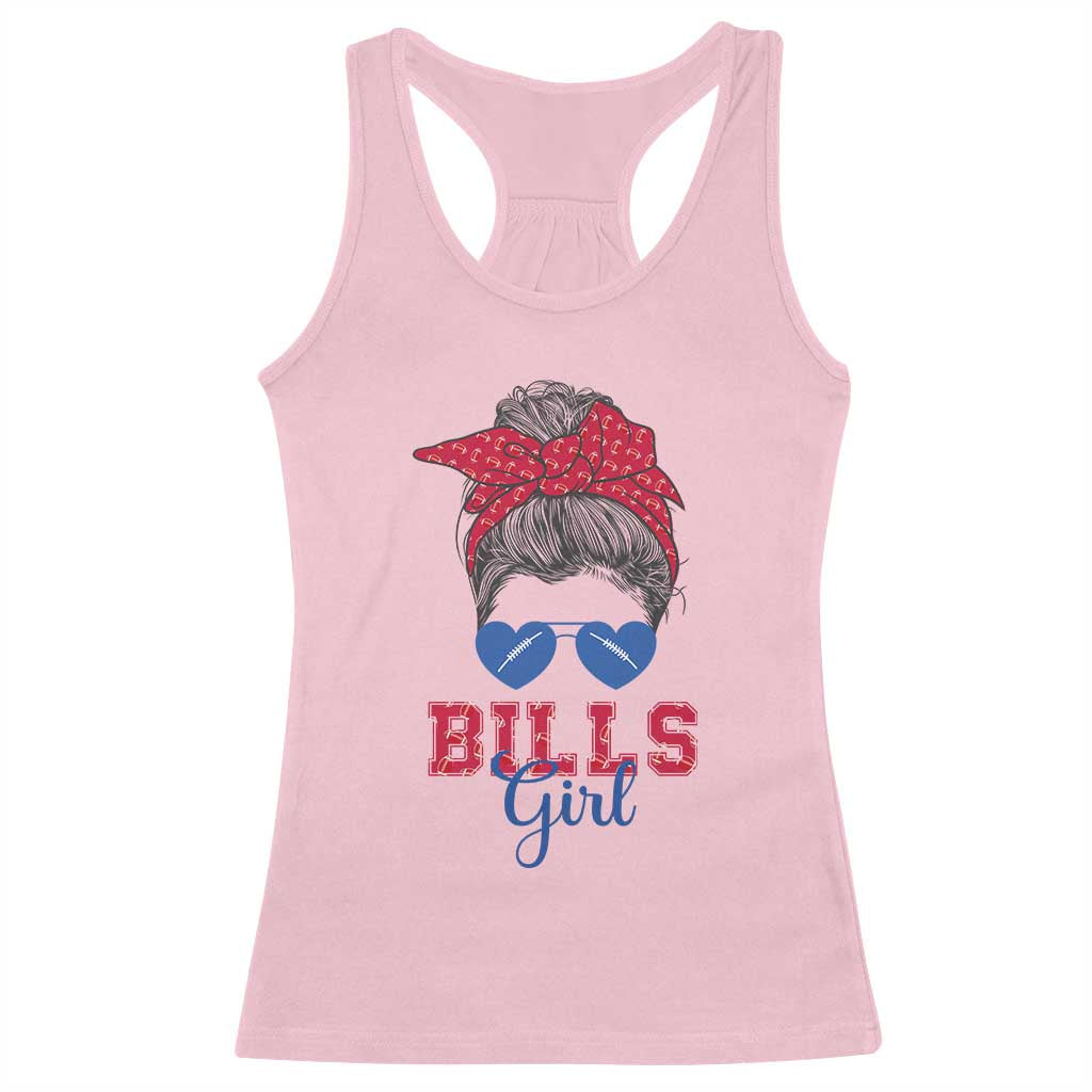 Bills Girl Messy Bun Racerback Tank Top Funny Sports Fan Team TS02 Light Pink Print Your Wear