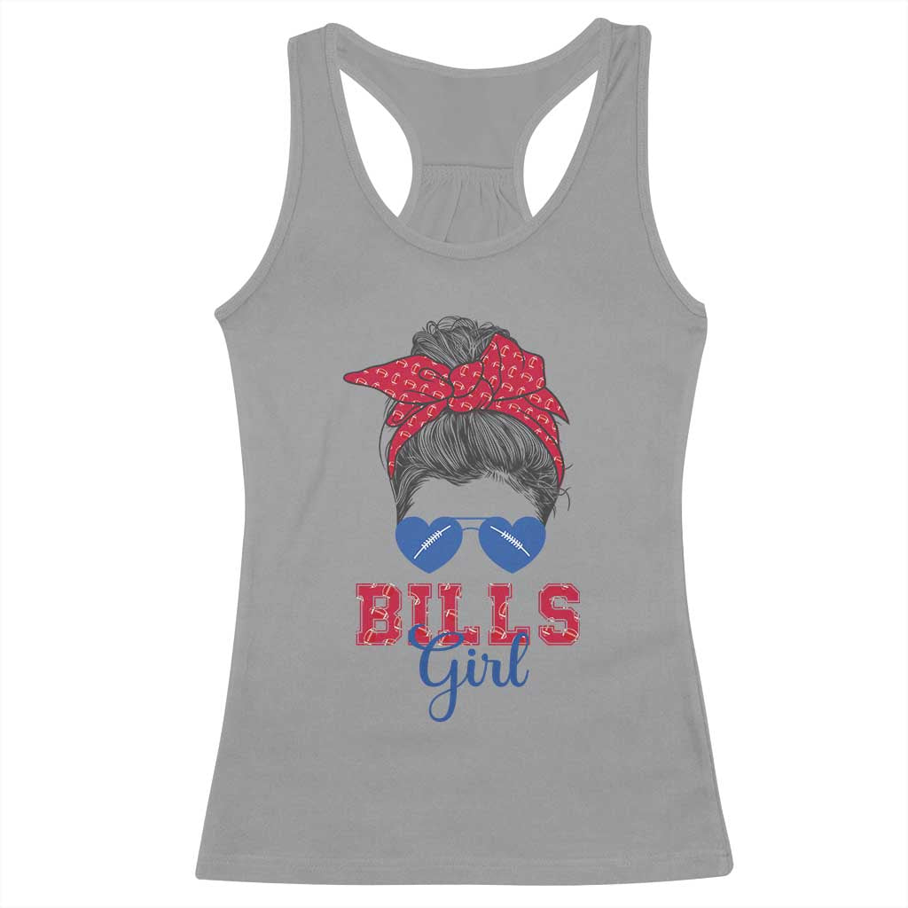 Bills Girl Messy Bun Racerback Tank Top Funny Sports Fan Team TS02 Sport Gray Print Your Wear