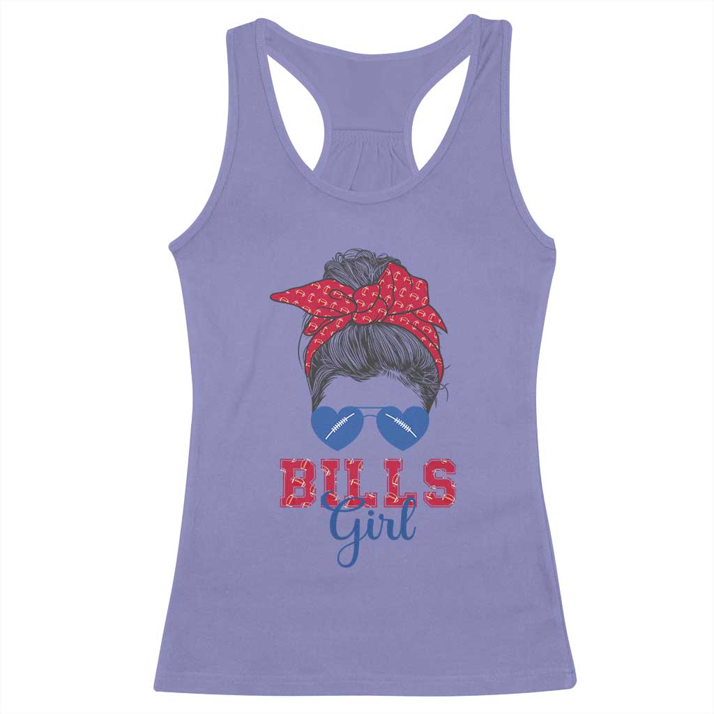 Bills Girl Messy Bun Racerback Tank Top Funny Sports Fan Team TS02 Violet Print Your Wear
