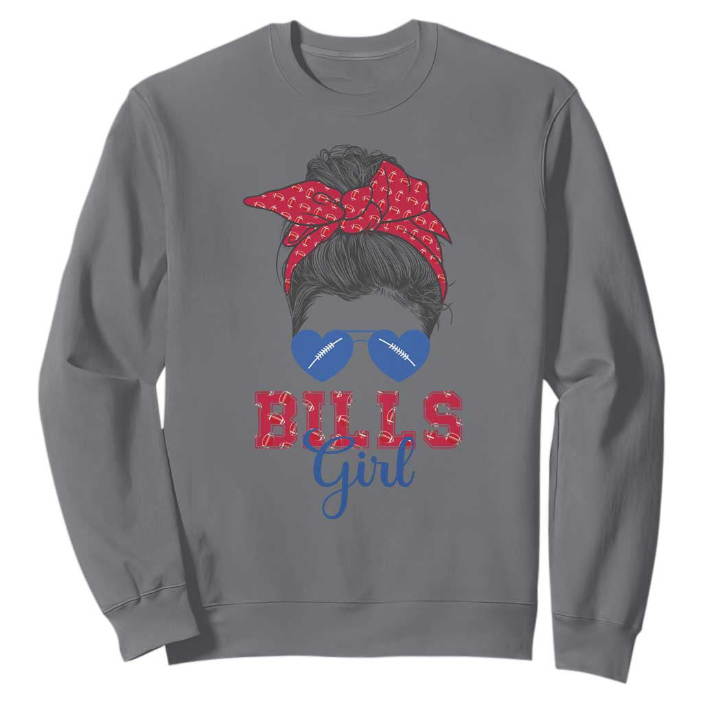 Bills Girl Messy Bun Sweatshirt Funny Sports Fan Team TS02 Charcoal Print Your Wear
