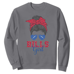 Bills Girl Sweatshirt Messy Bun Funny Sports Fan Team TS02 Charcoal Print Your Wear