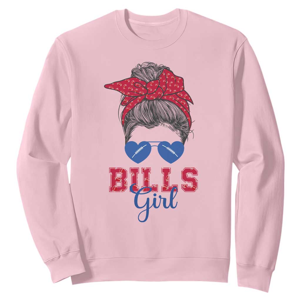 Bills Girl Messy Bun Sweatshirt Funny Sports Fan Team TS02 Light Pink Print Your Wear