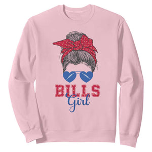Bills Girl Sweatshirt Messy Bun Funny Sports Fan Team TS02 Light Pink Print Your Wear