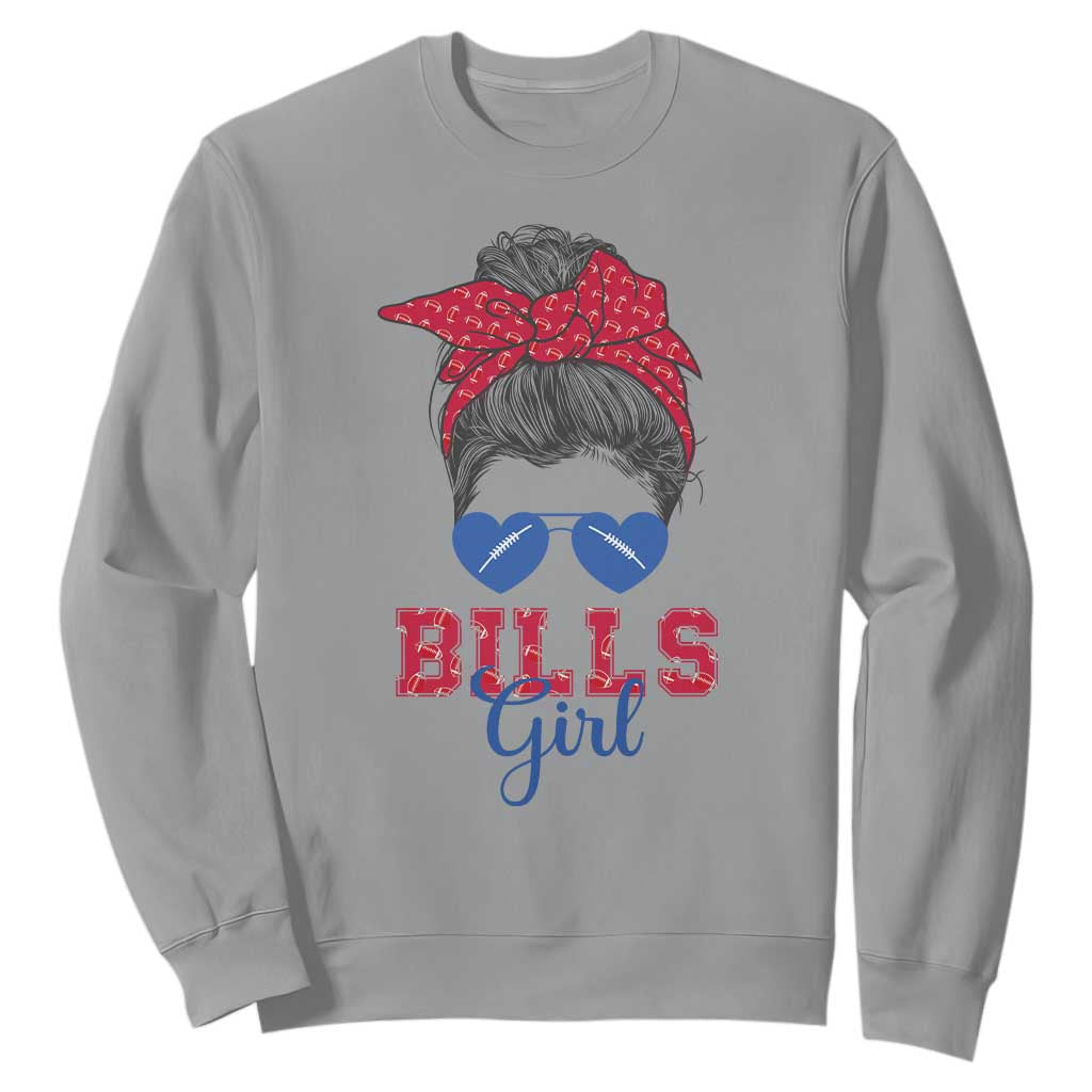 Bills Girl Messy Bun Sweatshirt Funny Sports Fan Team TS02 Sport Gray Print Your Wear