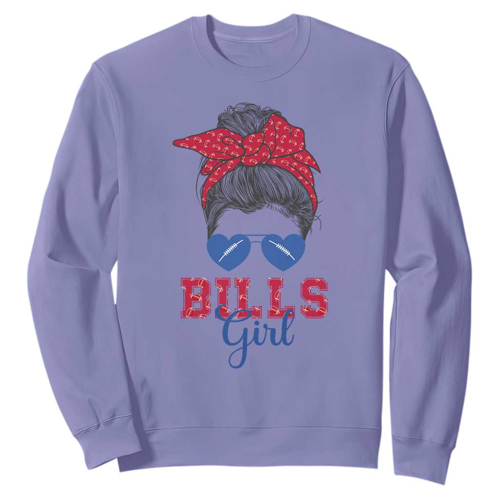 Bills Girl Messy Bun Sweatshirt Funny Sports Fan Team TS02 Violet Print Your Wear
