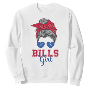Bills Girl Messy Bun Sweatshirt Funny Sports Fan Team TS02 White Print Your Wear