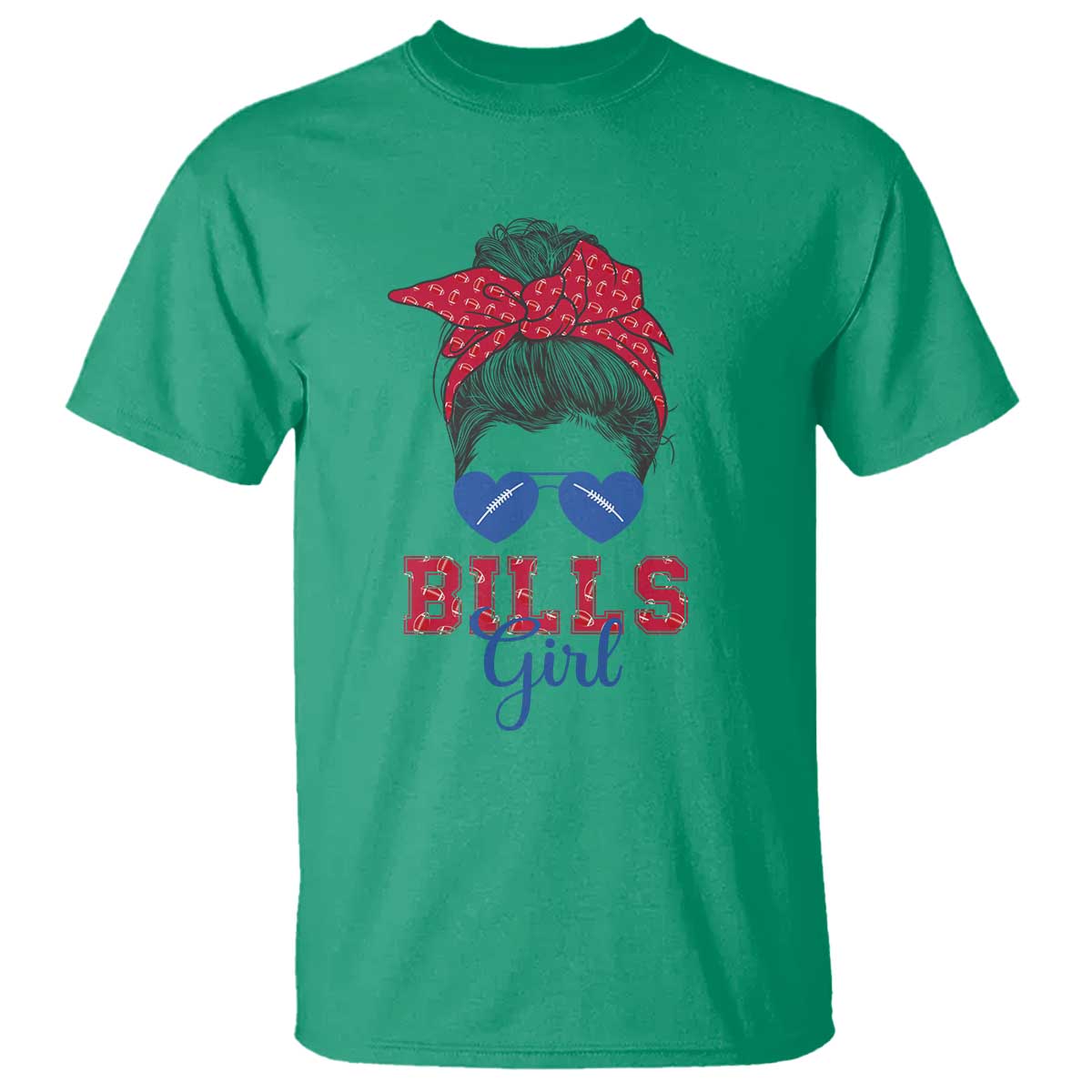 Bills Girl Messy Bun T Shirt Funny Sports Fan Team TS02 Irish Green Print Your Wear