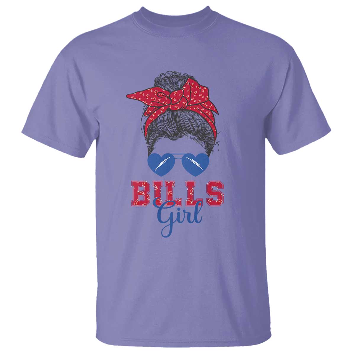 Bills Girl Messy Bun T Shirt Funny Sports Fan Team TS02 Violet Print Your Wear