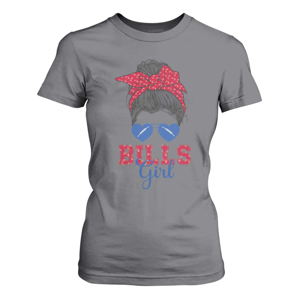Bills Girl Messy Bun T Shirt For Women Funny Sports Fan Team TS02 Charcoal Print Your Wear