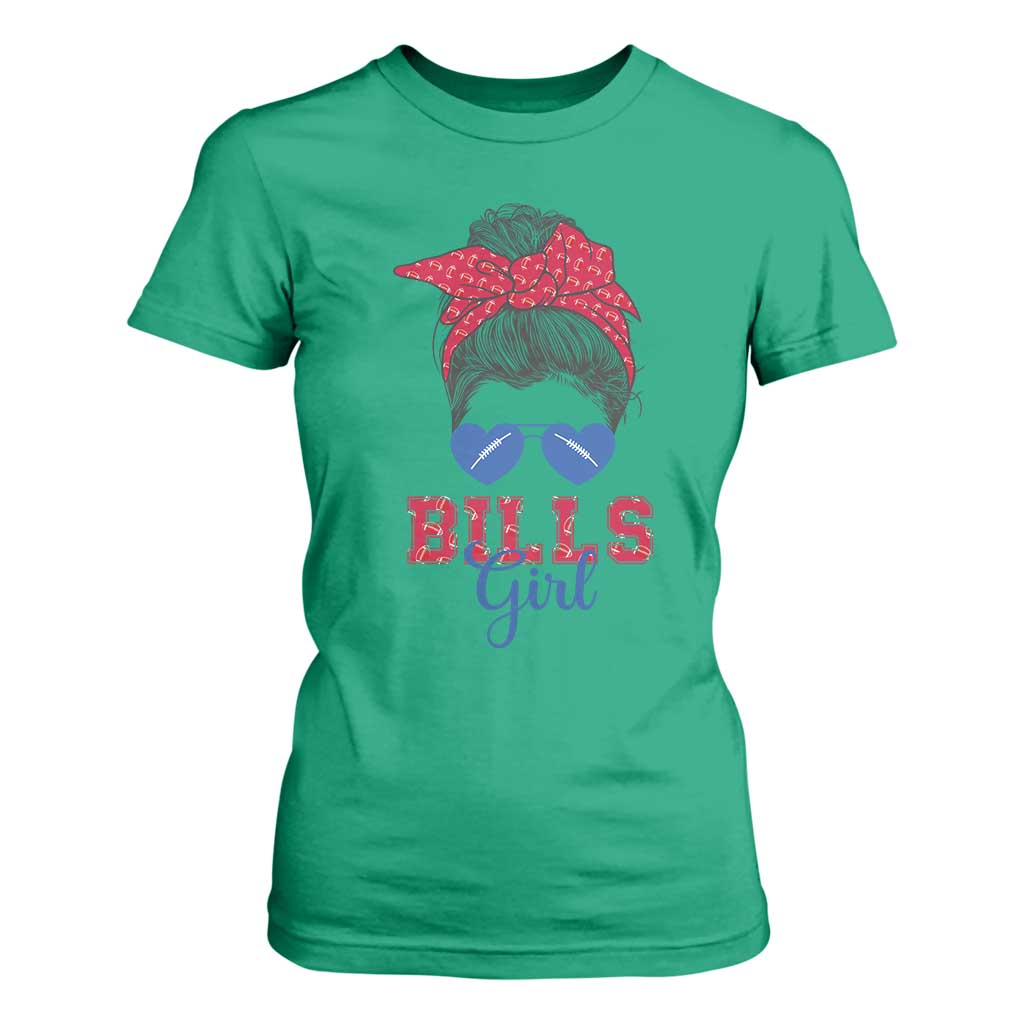 Bills Girl Messy Bun T Shirt For Women Funny Sports Fan Team TS02 Irish Green Print Your Wear