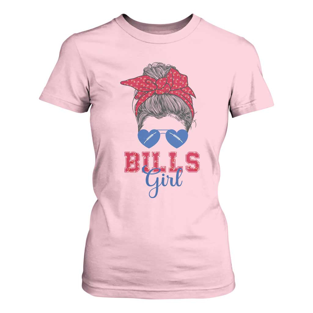 Bills Girl Messy Bun T Shirt For Women Funny Sports Fan Team TS02 Light Pink Print Your Wear