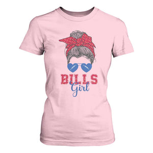 Bills Girl Messy Bun T Shirt For Women Funny Sports Fan Team TS02 Light Pink Print Your Wear