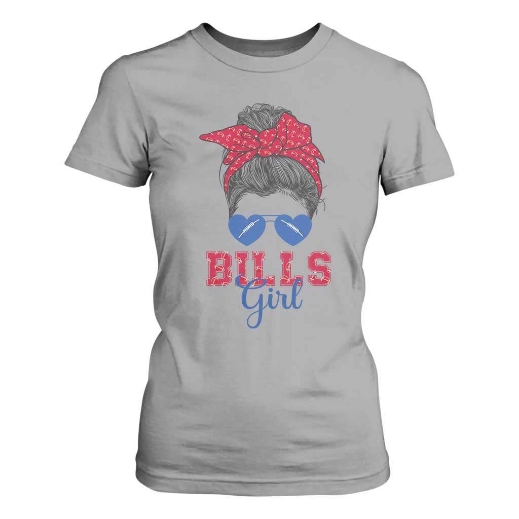 Bills Girl Messy Bun T Shirt For Women Funny Sports Fan Team TS02 Sport Gray Print Your Wear