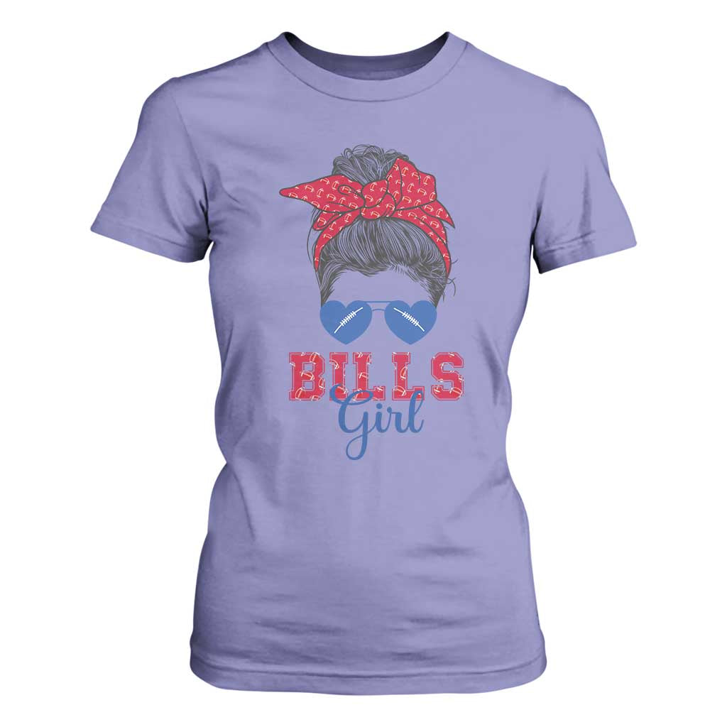 Bills Girl Messy Bun T Shirt For Women Funny Sports Fan Team TS02 Violet Print Your Wear