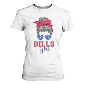 Bills Girl Messy Bun T Shirt For Women Funny Sports Fan Team TS02 White Print Your Wear