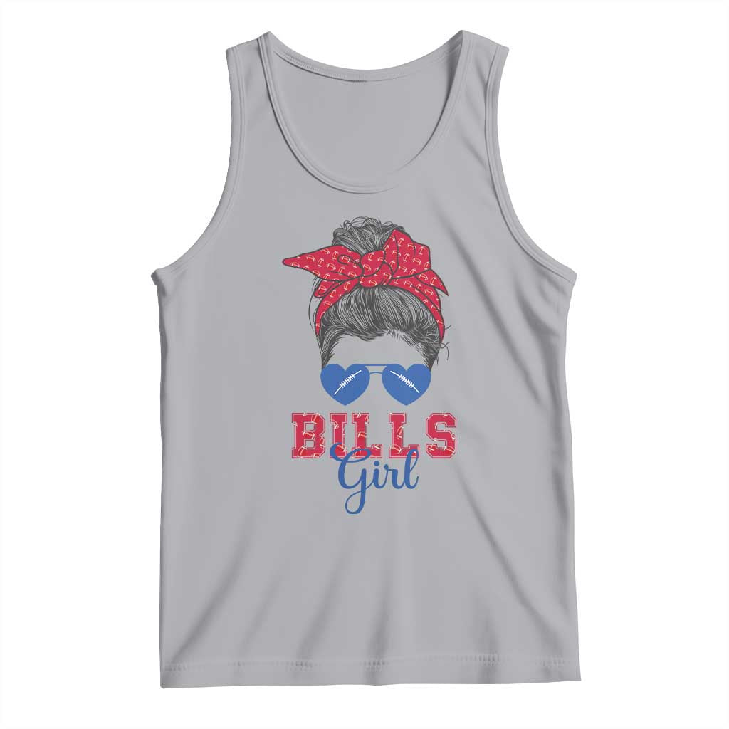 Bills Girl Messy Bun Tank Top Funny Sports Fan Team TS02 Athletic Heather Print Your Wear